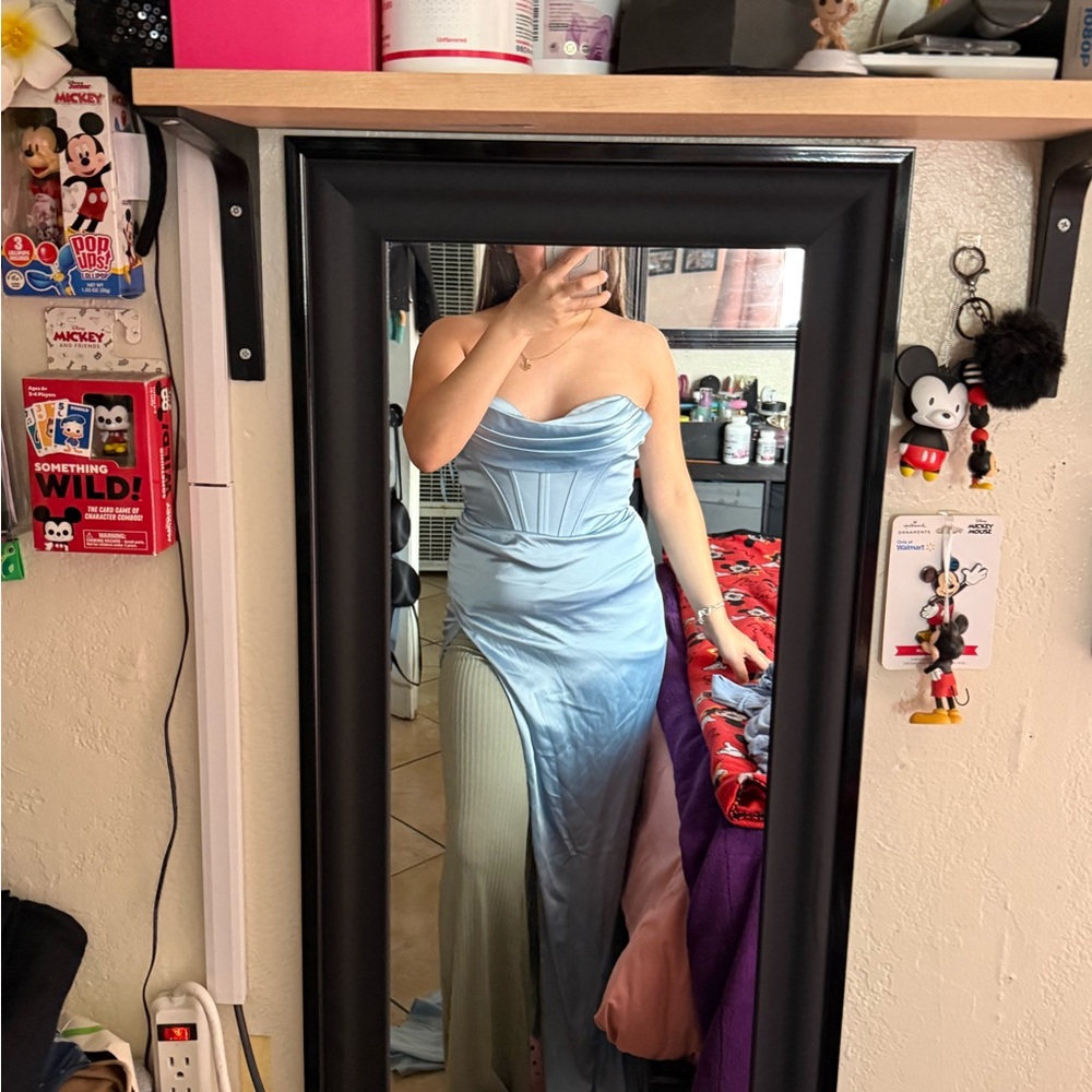 Strapless Blue and Green Gown